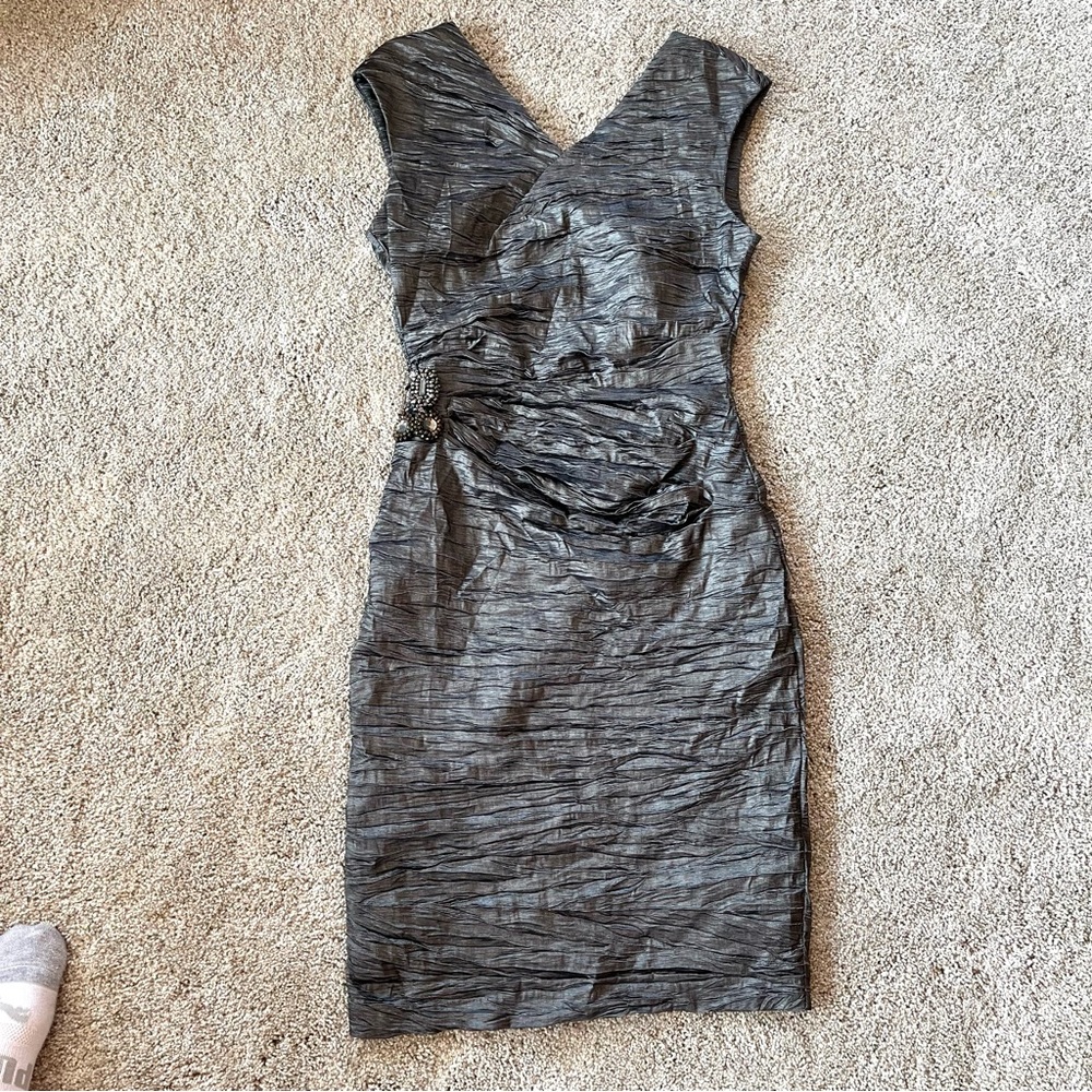 Calvin Klein - Women’s Grey Ruched Dress (Size 4)